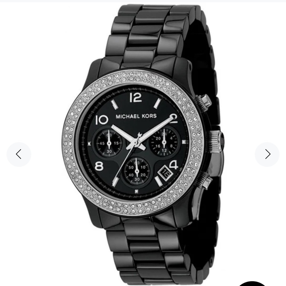 Michael Kors Black and Silver unisex Watch with Crystal Accents
